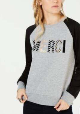 Carbon Copy Merci Colorblocked Embroidered Sweatshirt in Gray - XS